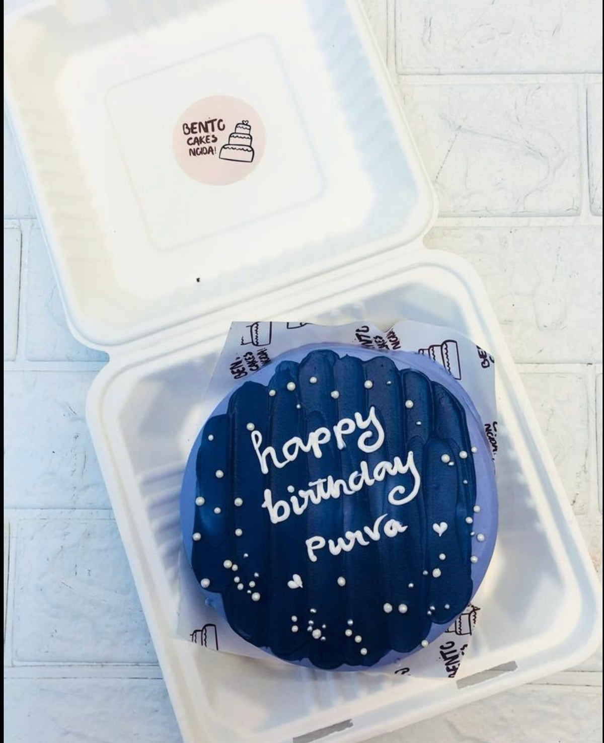 Aesthetic Dark Blue Bento Cake