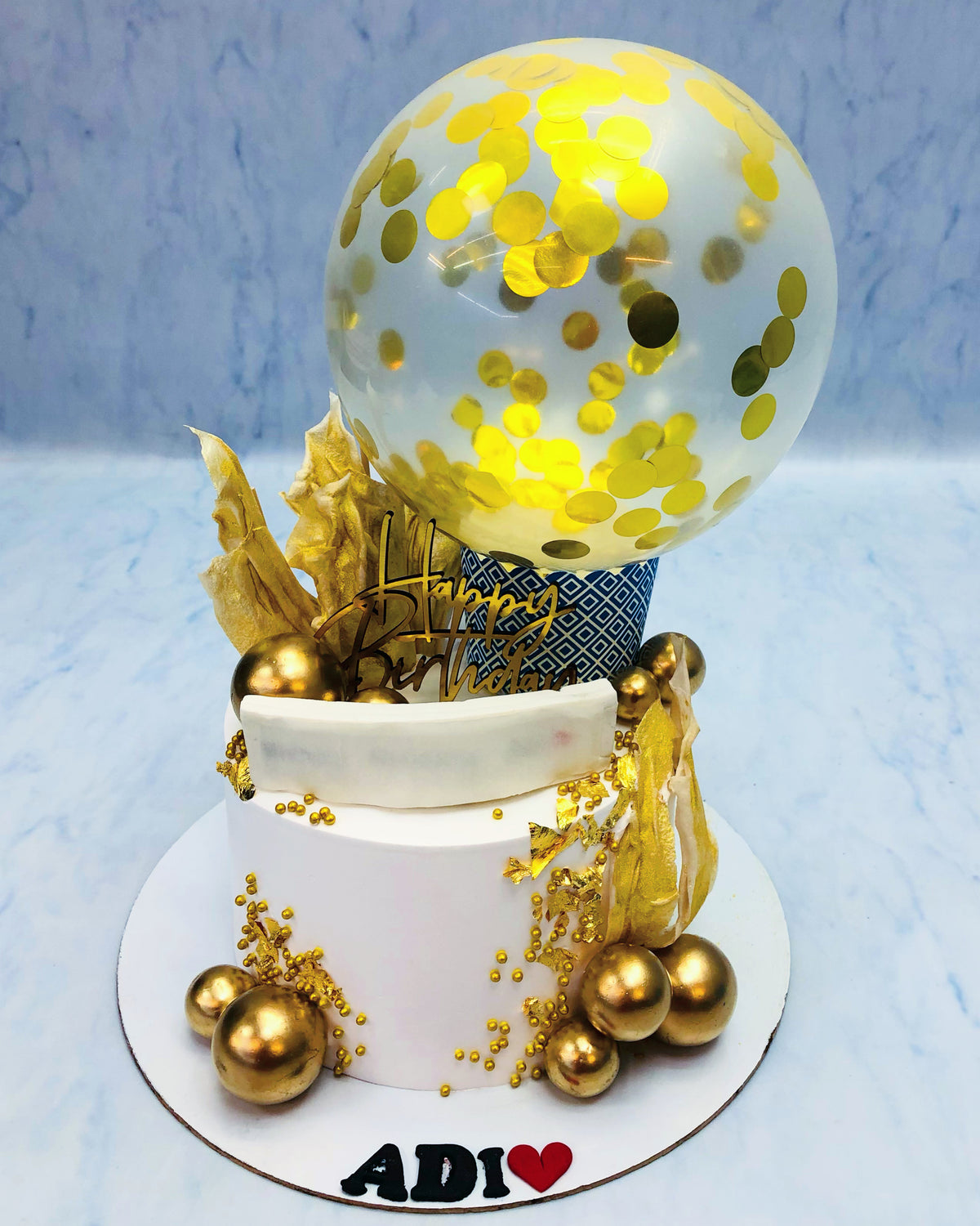 Golden Fire Balloon Cake