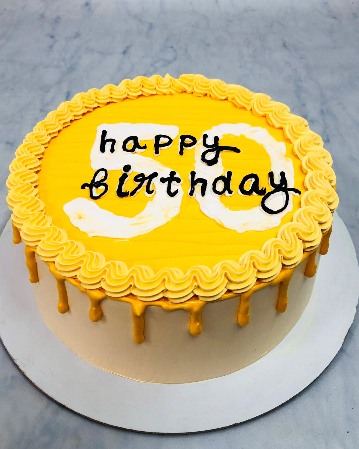 Basic Yellow Cream Birthday Cake