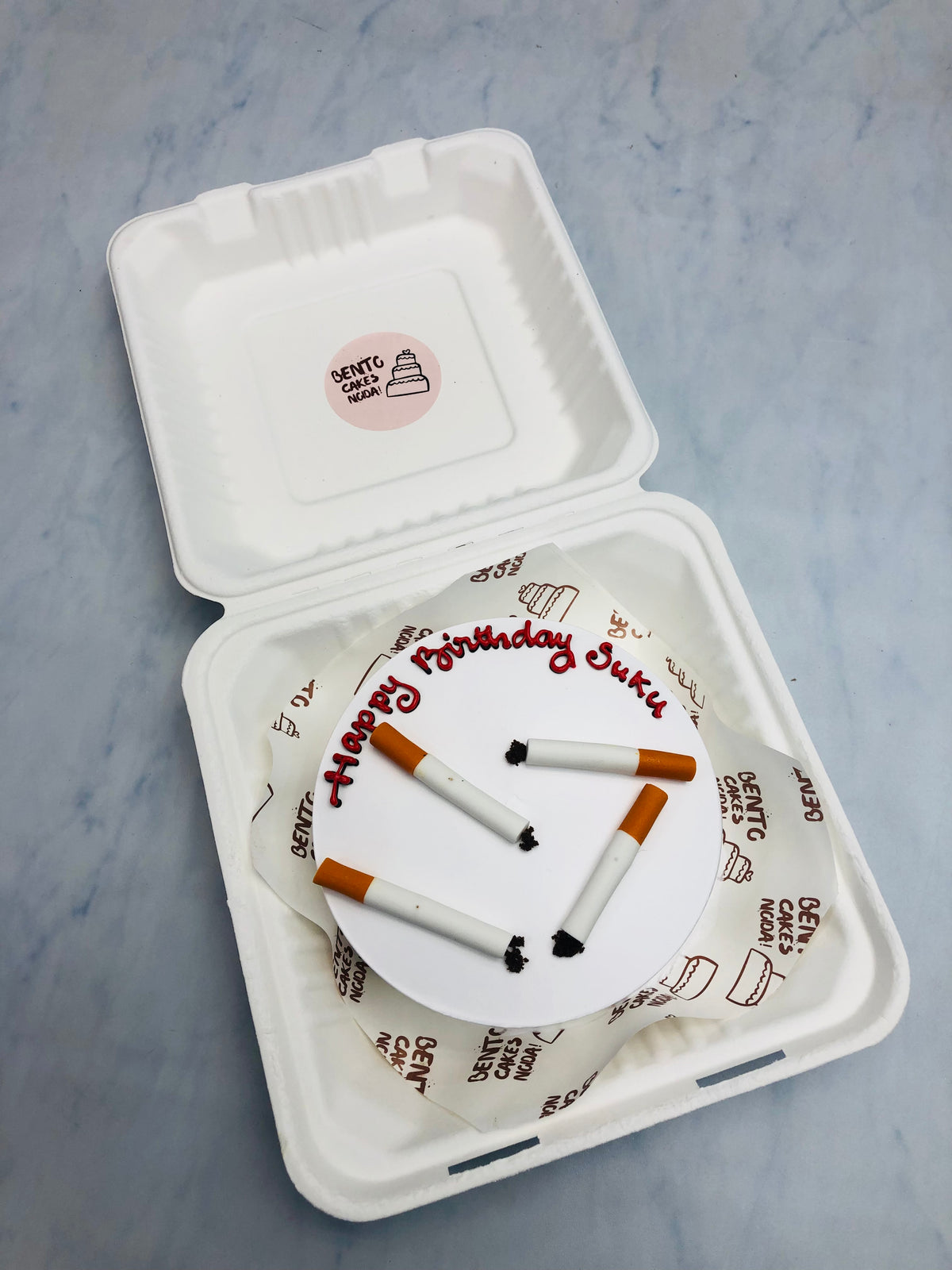 Burned Cigarettes Theme Bento Cake