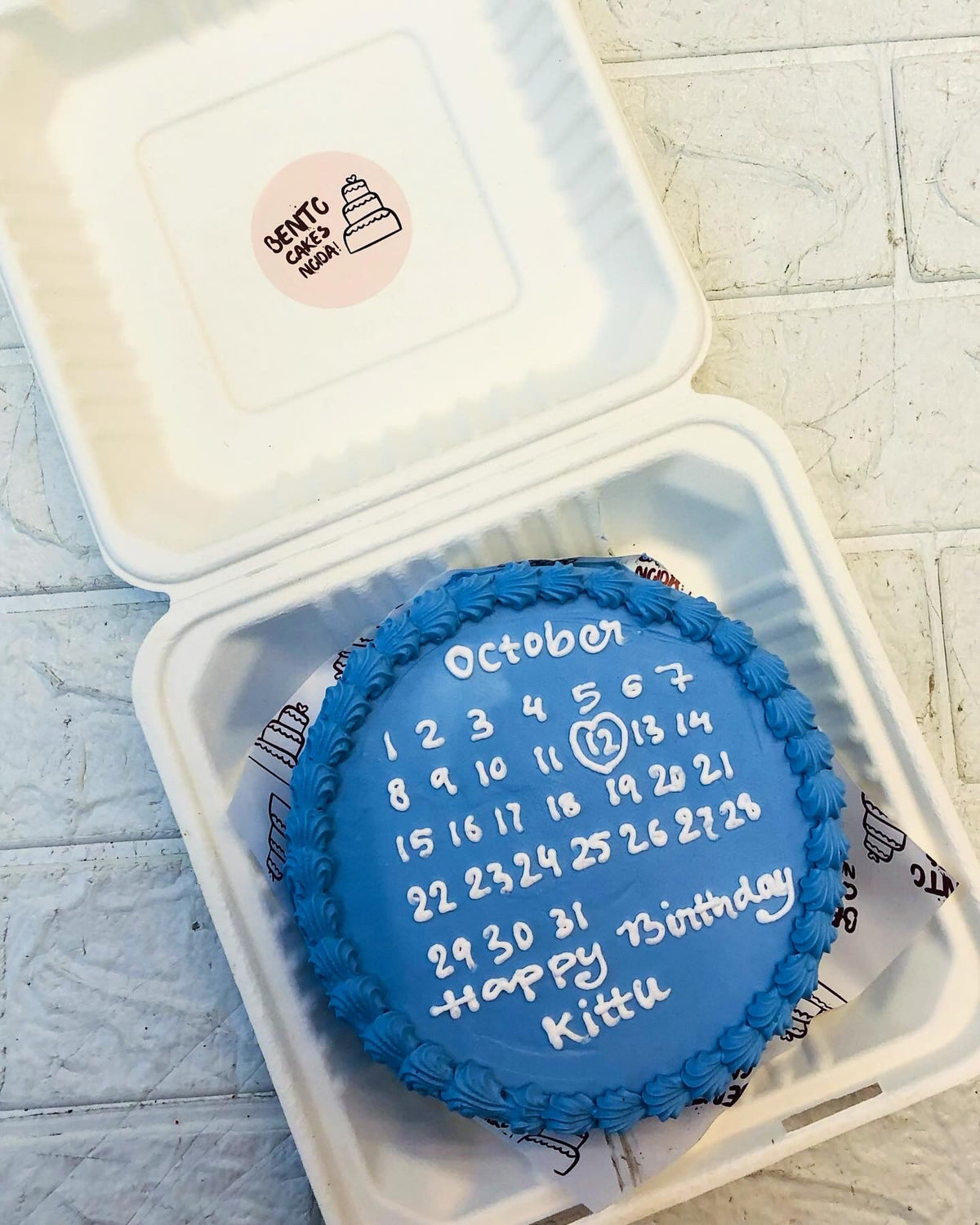 Sky Blue Calendar Theme Bento Cake