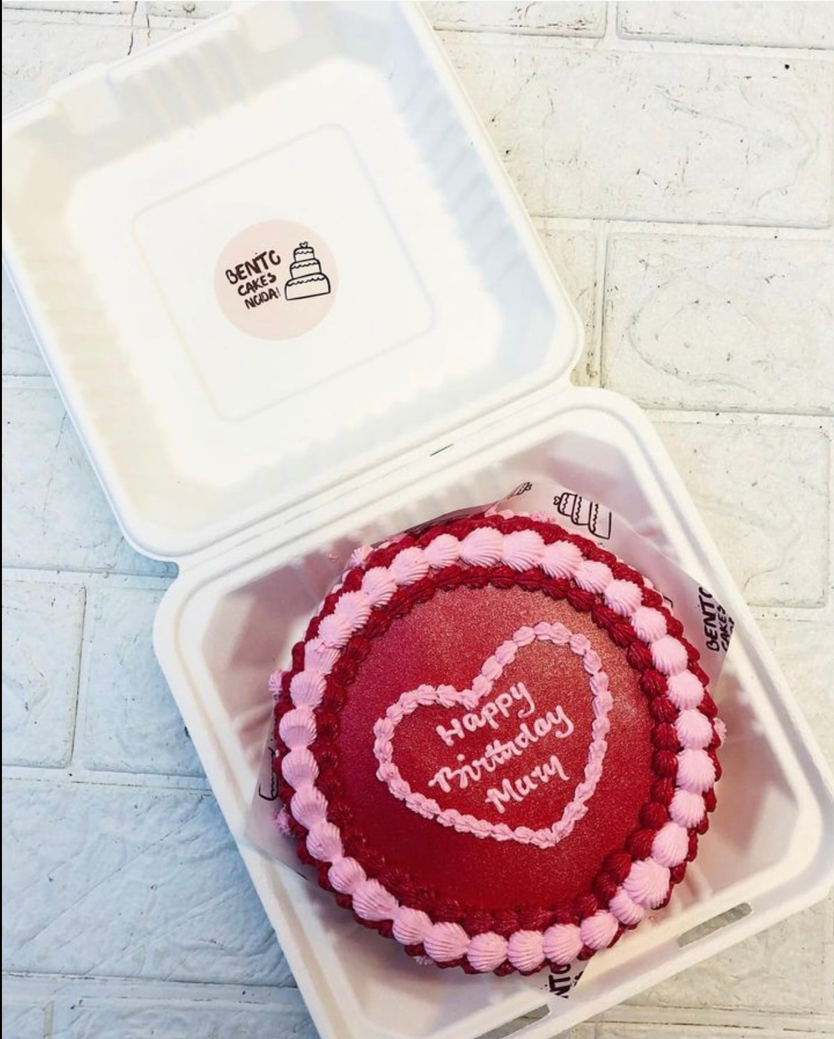 Heart Theme Darke Red Bento Cake