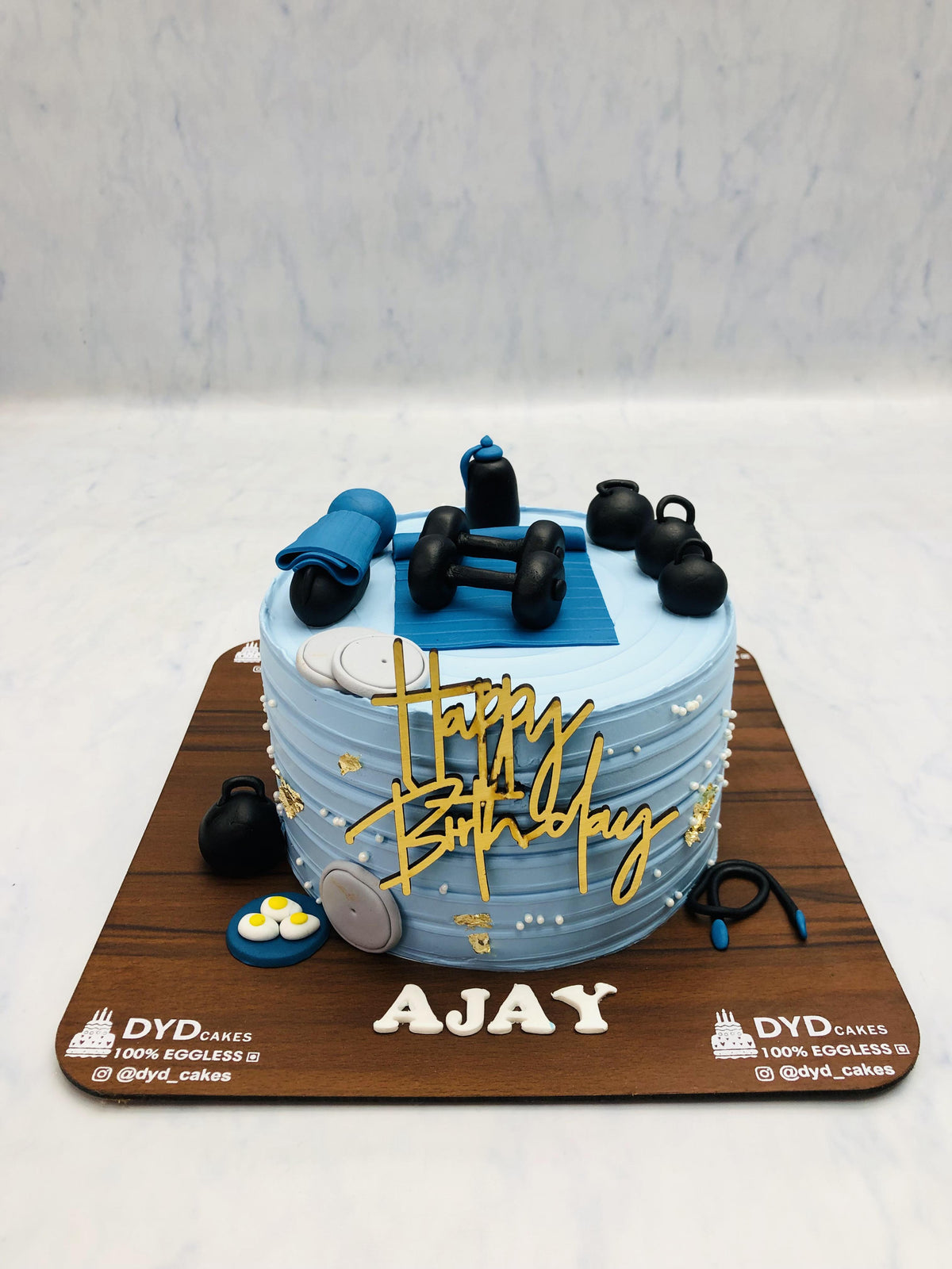 Sky Blue Gym Theme Cake