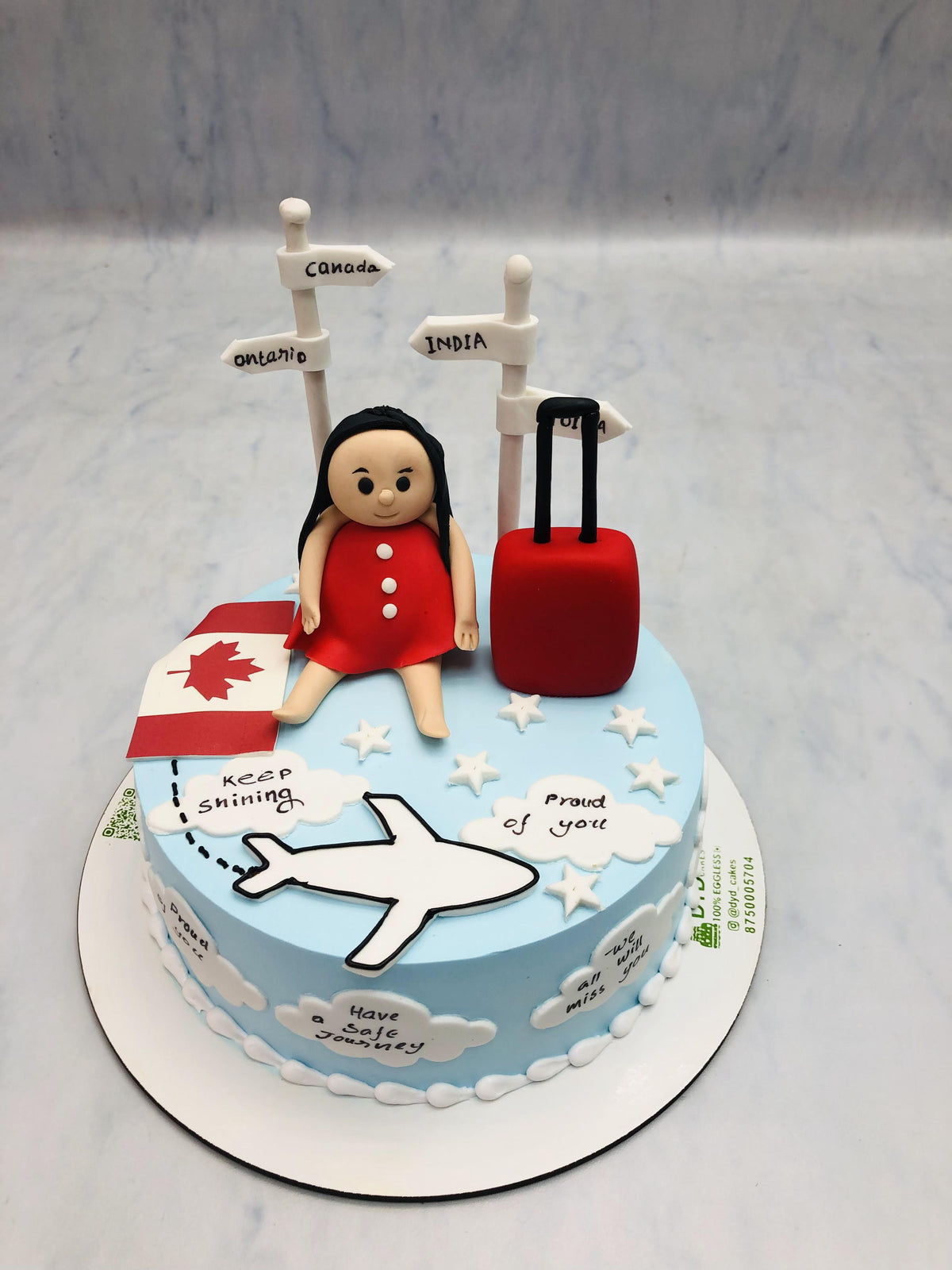 India Canada Travel Theme Cake