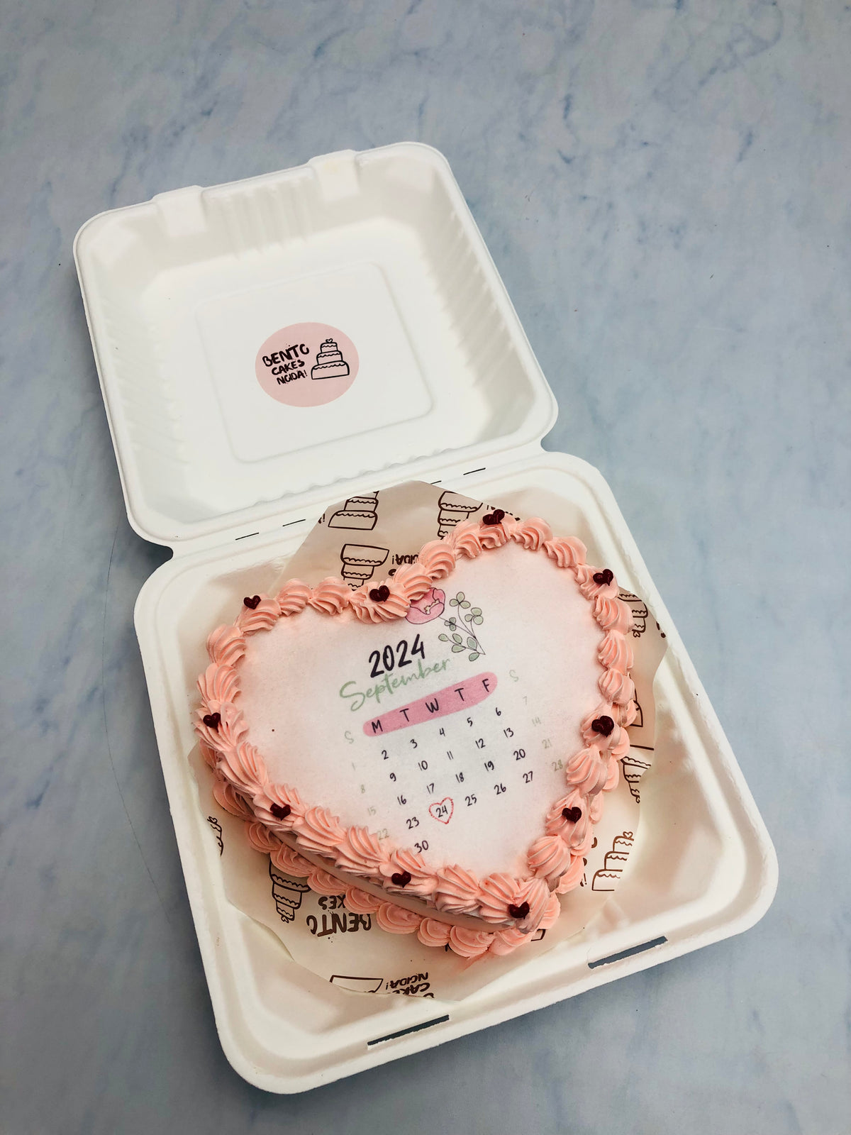 Pretty Pink Heart Theme Fire Bento Cake 2