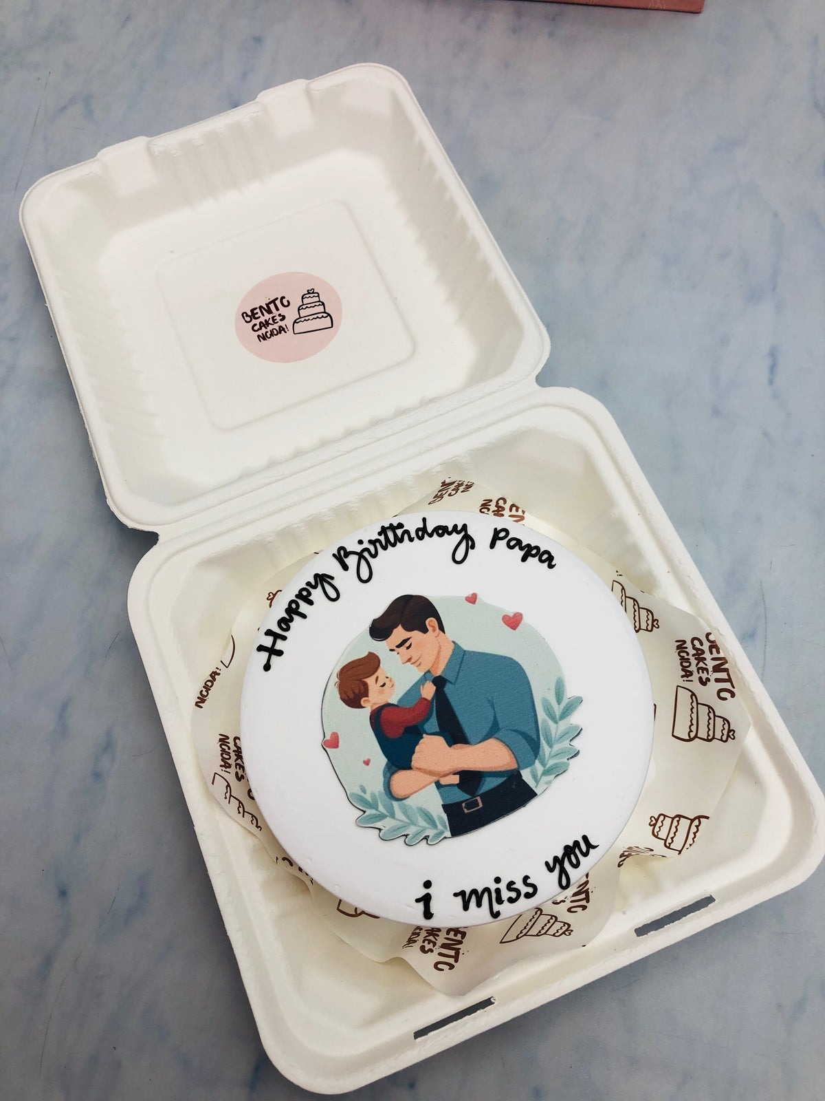 Father's Birthday Theme White Bento Cake