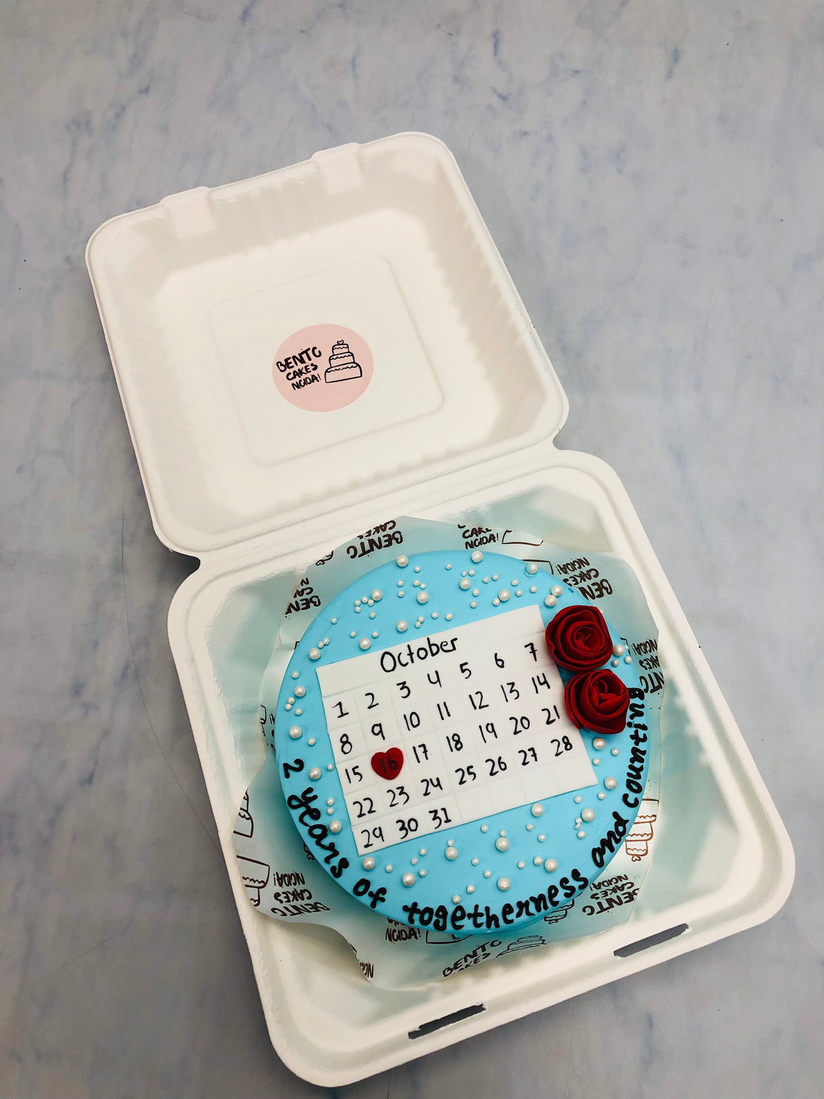 2nd Anniversary Theme Calendar Bento Cake