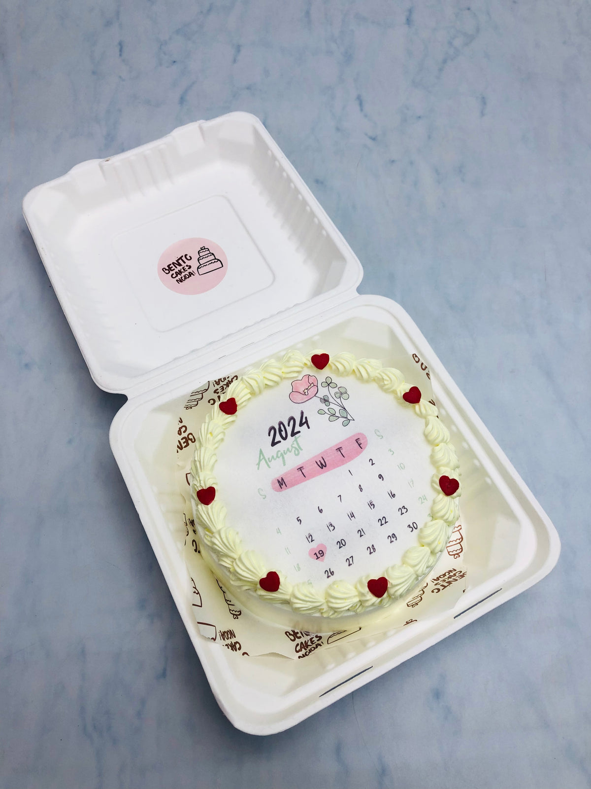 Off-white Calendar Theme Fire Bento Cake