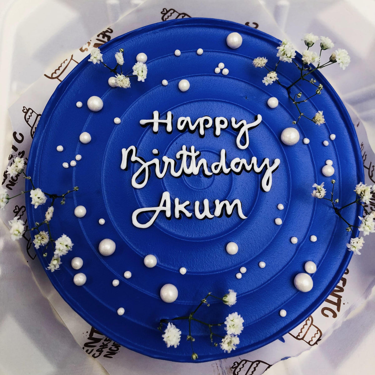 Dark Blue Aesthetic Birthday Cake