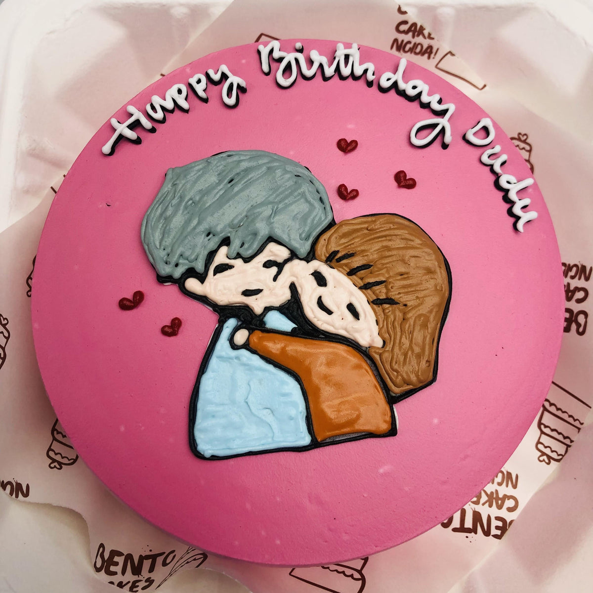 Couple Pink Birthday Cake