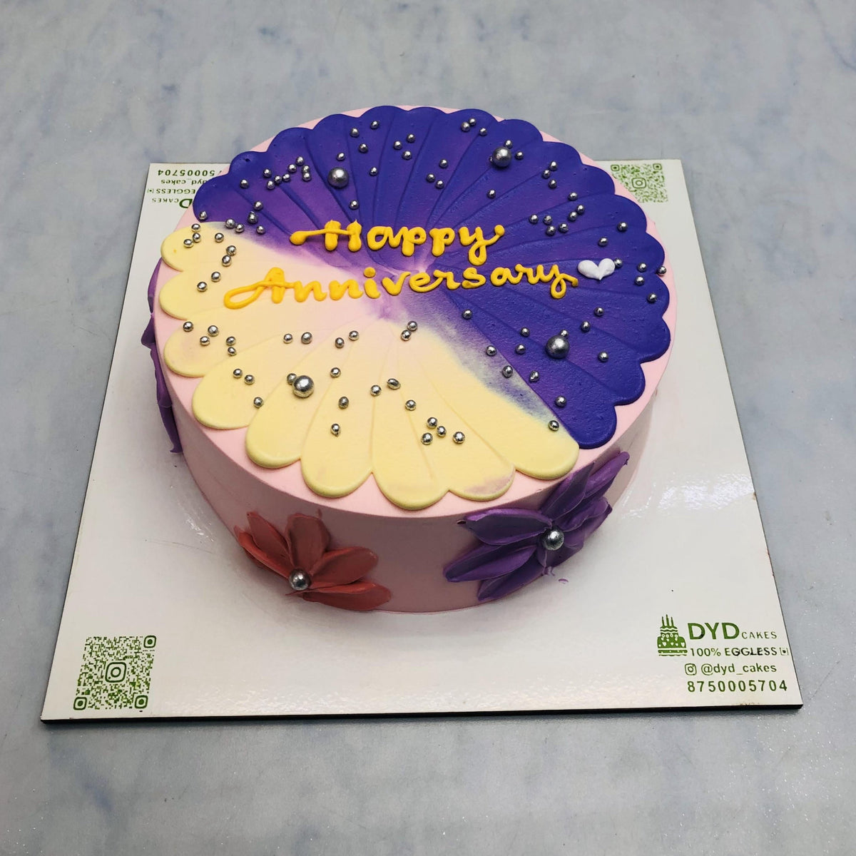 Dark Blue Pink Anniversary Cake