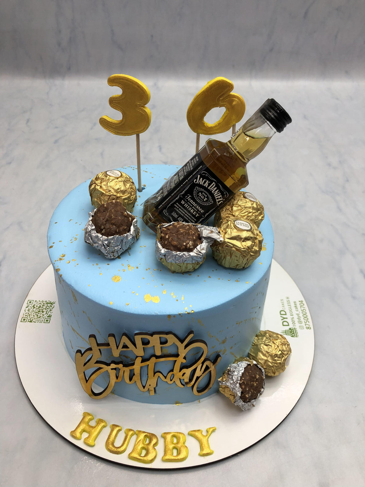 Alcohol Theme Blue Chocolate Cake