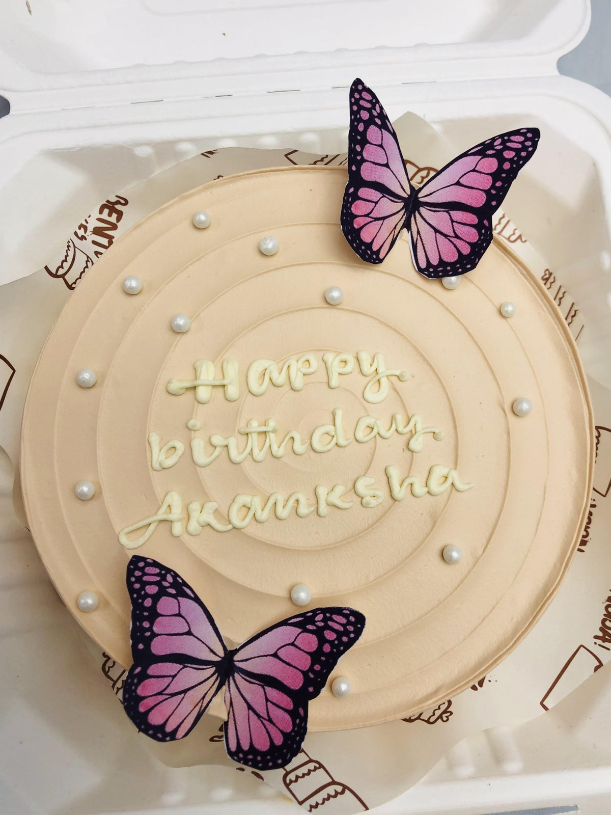 Butterfly Theme Peach Color Cake