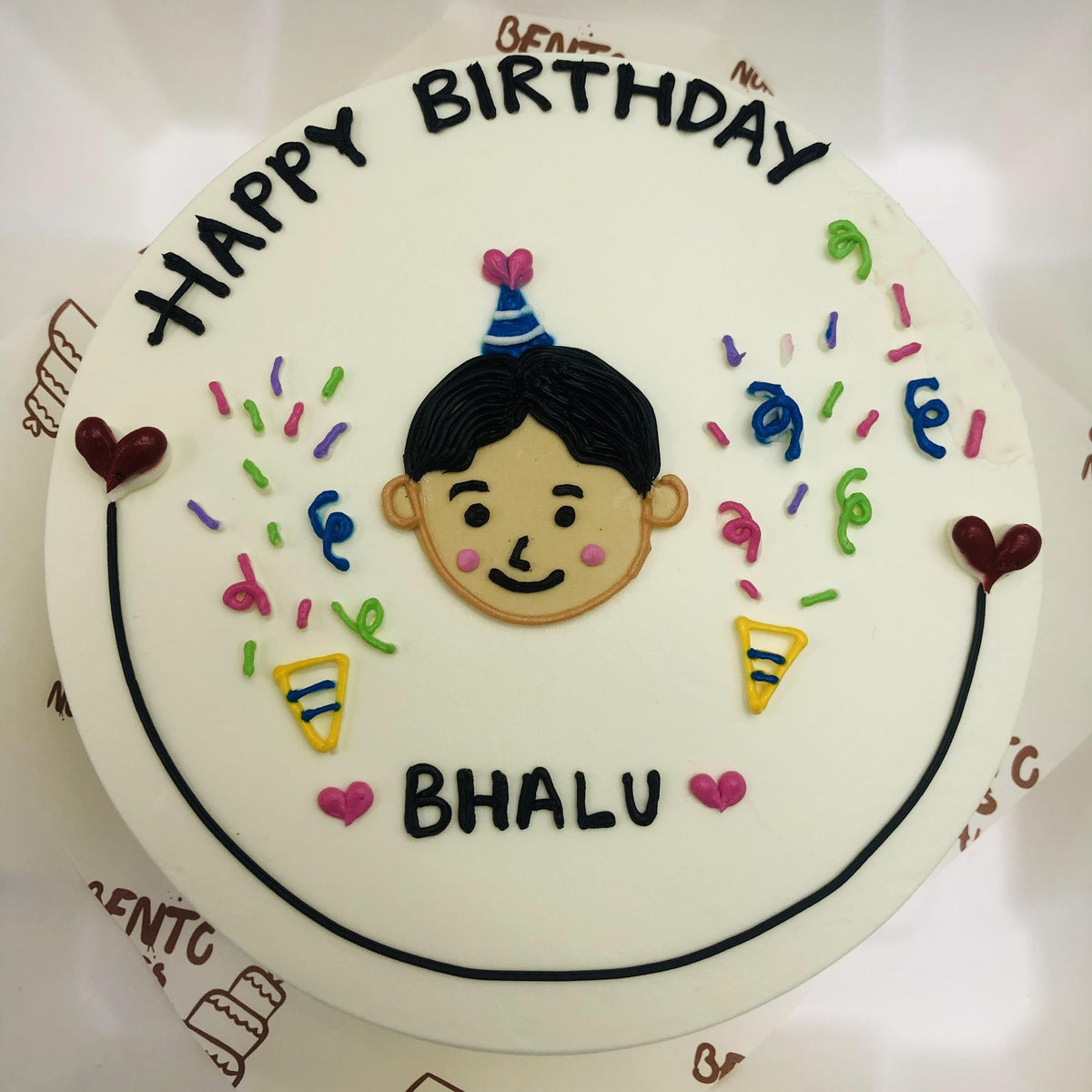 Kids Designed White Birthday Cake