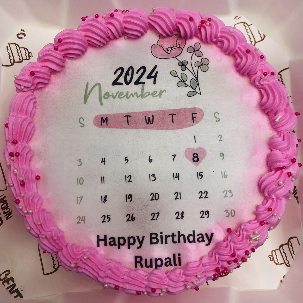 Calendar Theme Pink Fire Cake