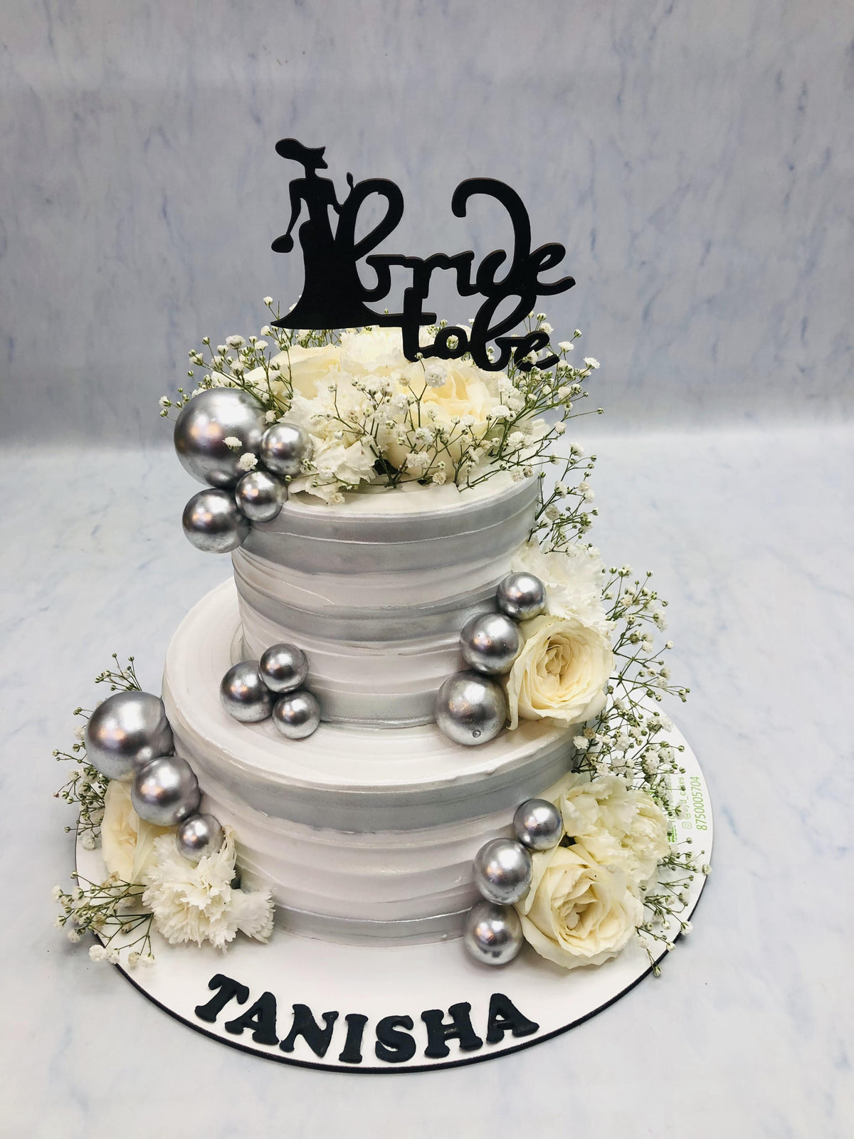 Bride To Be Silver White Cake