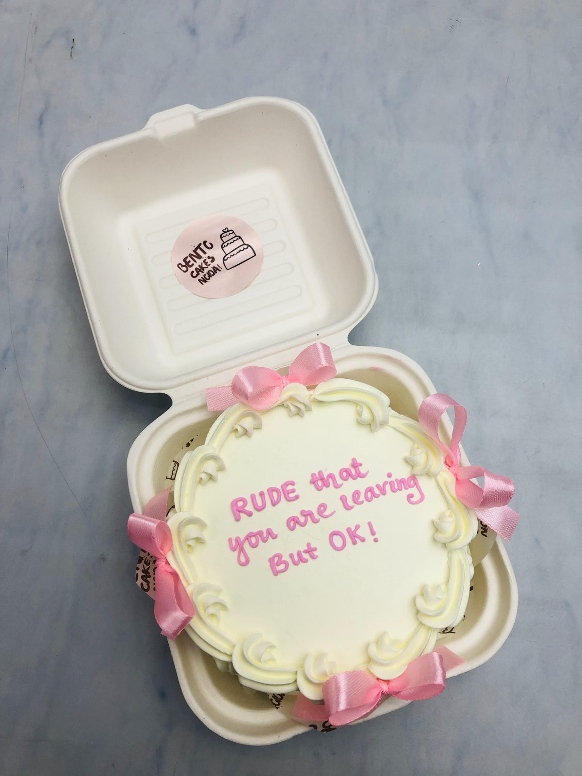 Custom Message White Bento Cake