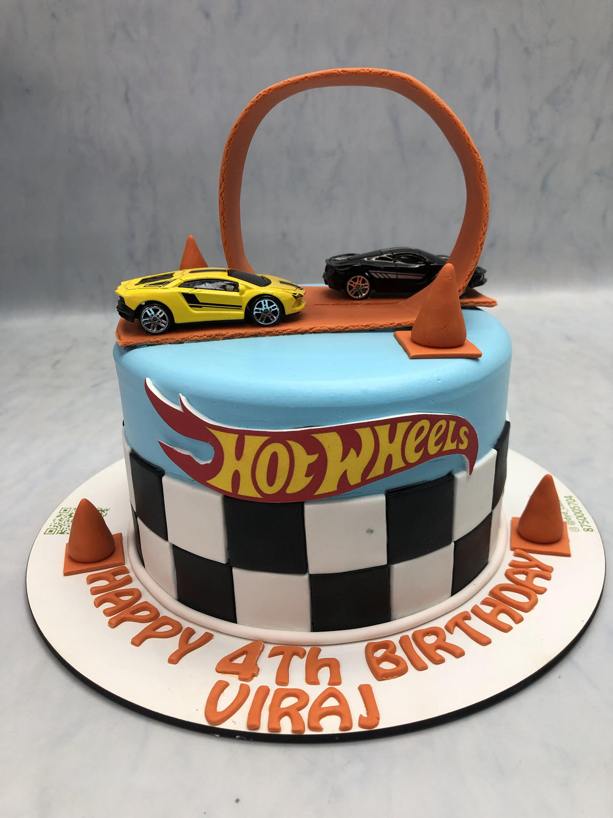 Kids Birthday Racing Cars Theme Cake