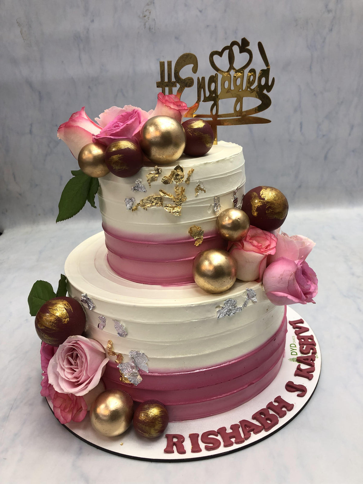 Pink Cake With Beautiful Pink Roses