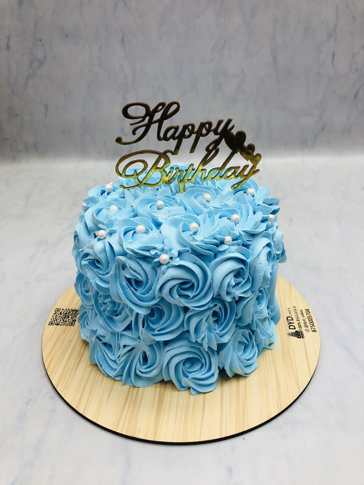 Blue Rosette Birthday Cake