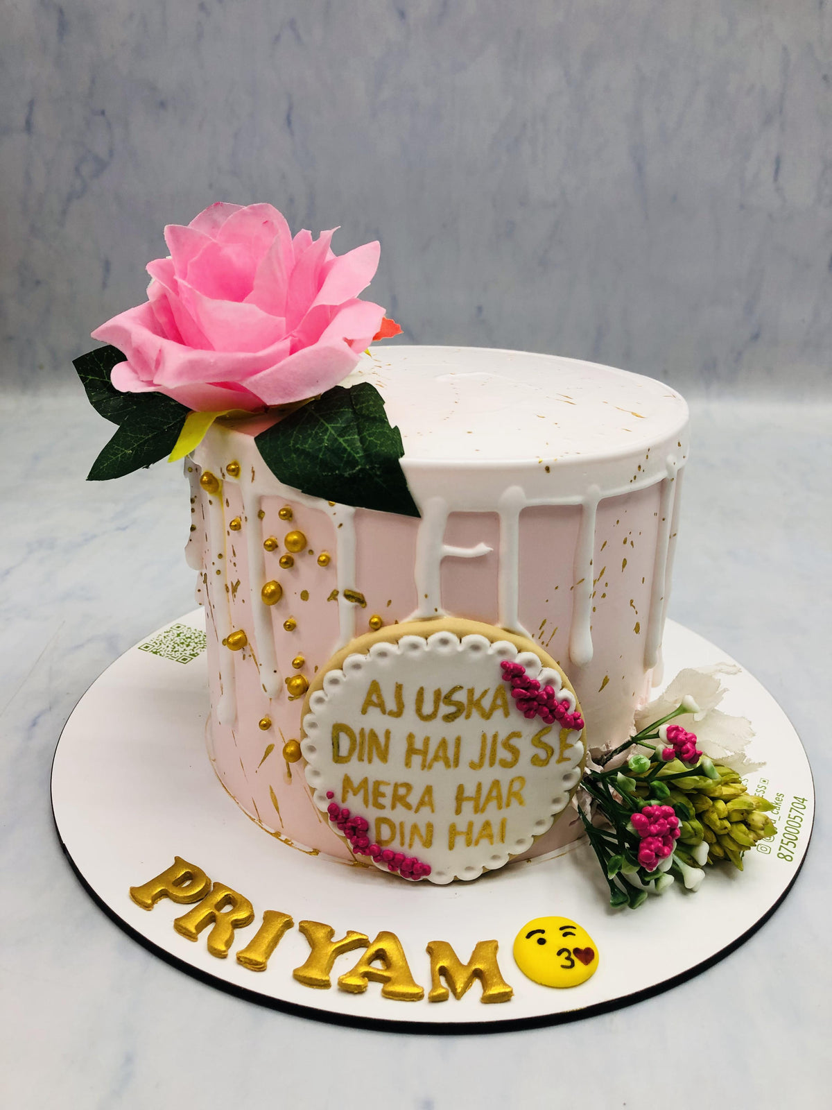 Aesthetic Pink Rose Birthday Cake