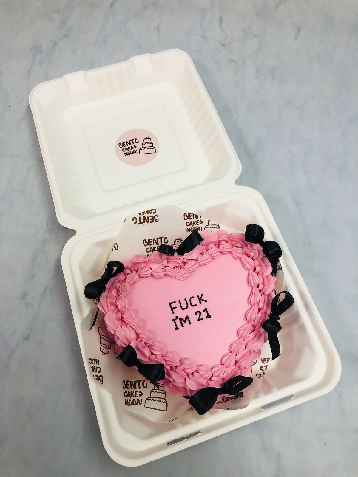 Aesthetic Pink Heart Shape Bento Cake