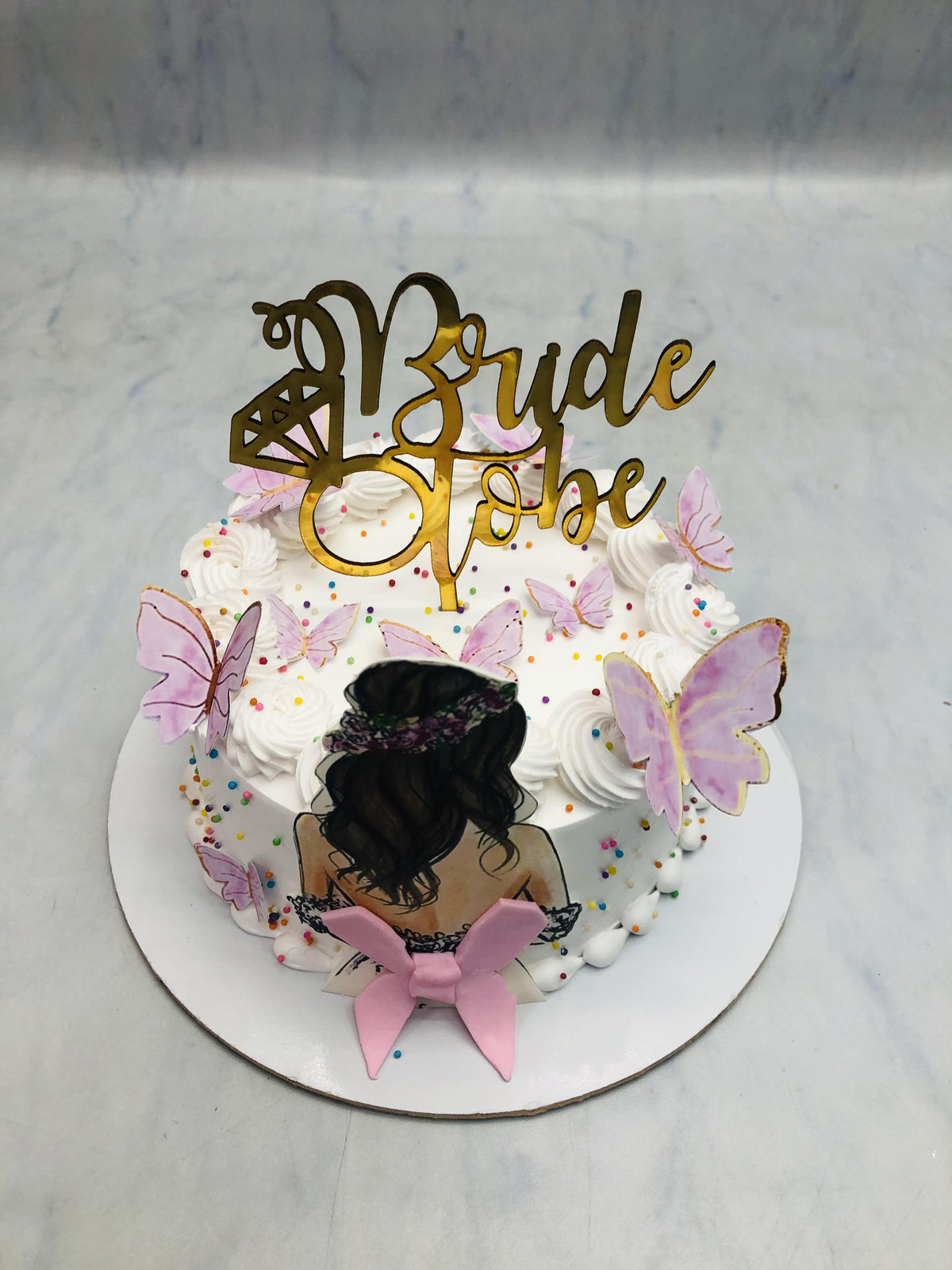 Bride To Be Theme Butterflies Cake