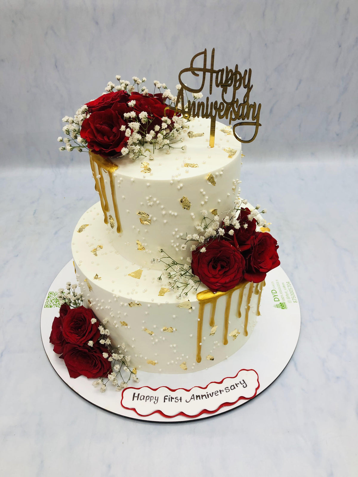 Fresh Roses White Cake