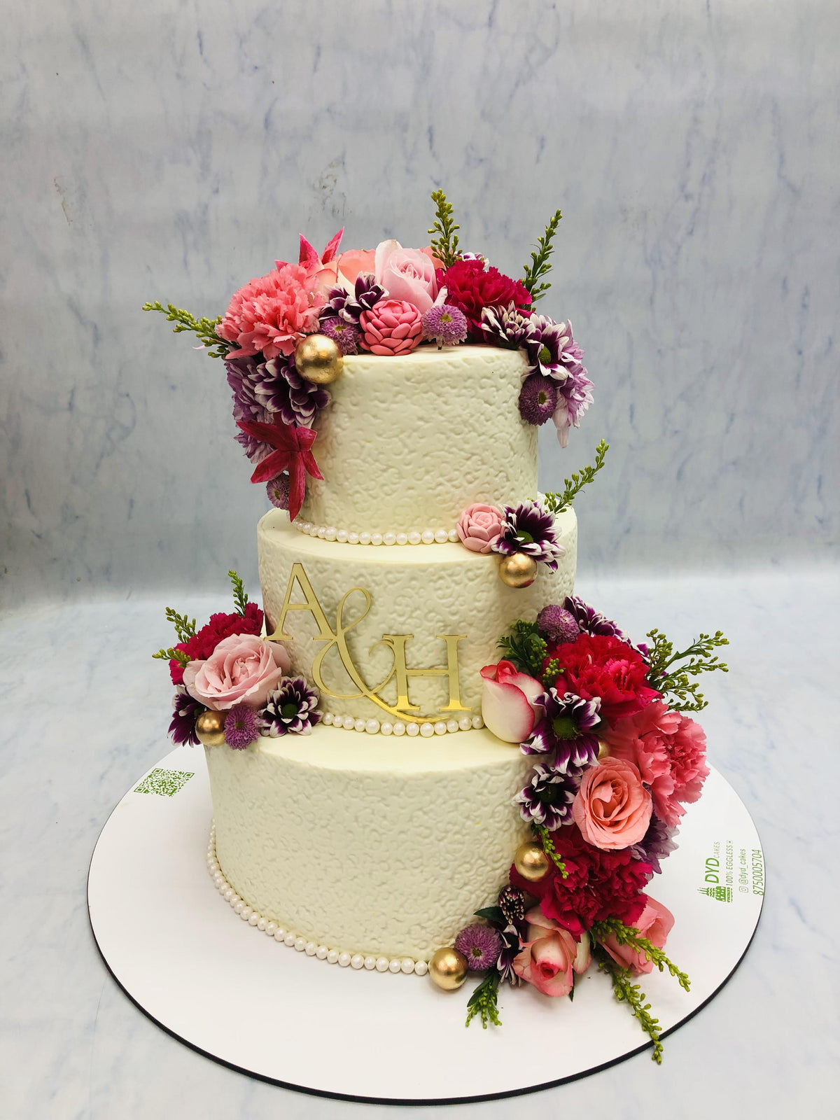 Floral Theme Designer Couple Cake