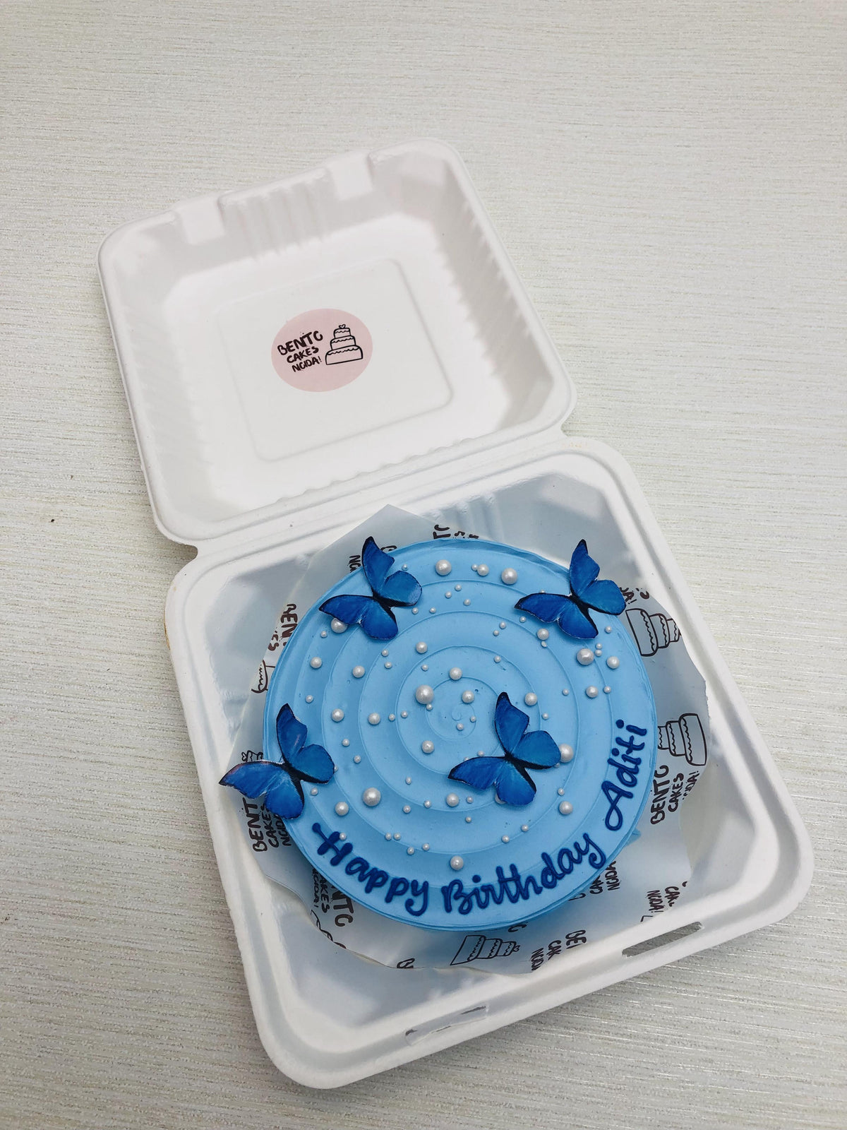 Blue Butterfly Bento Cake