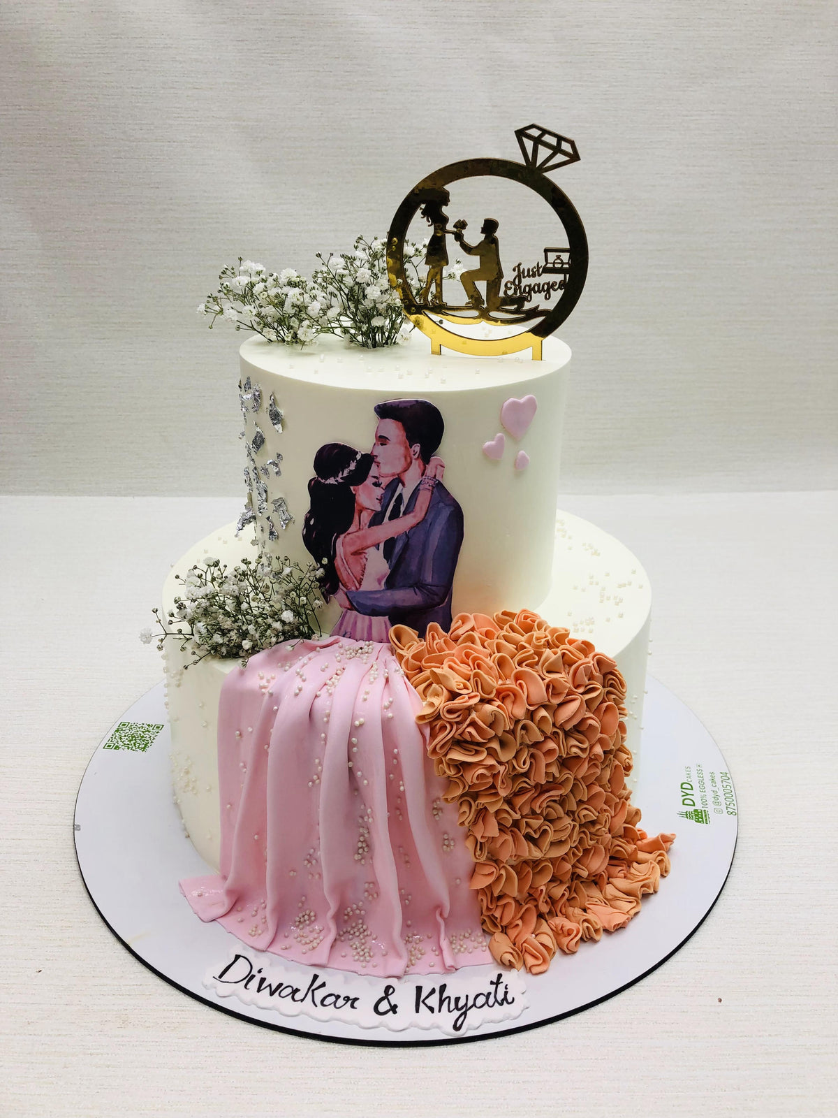 Engagement Couple Cake