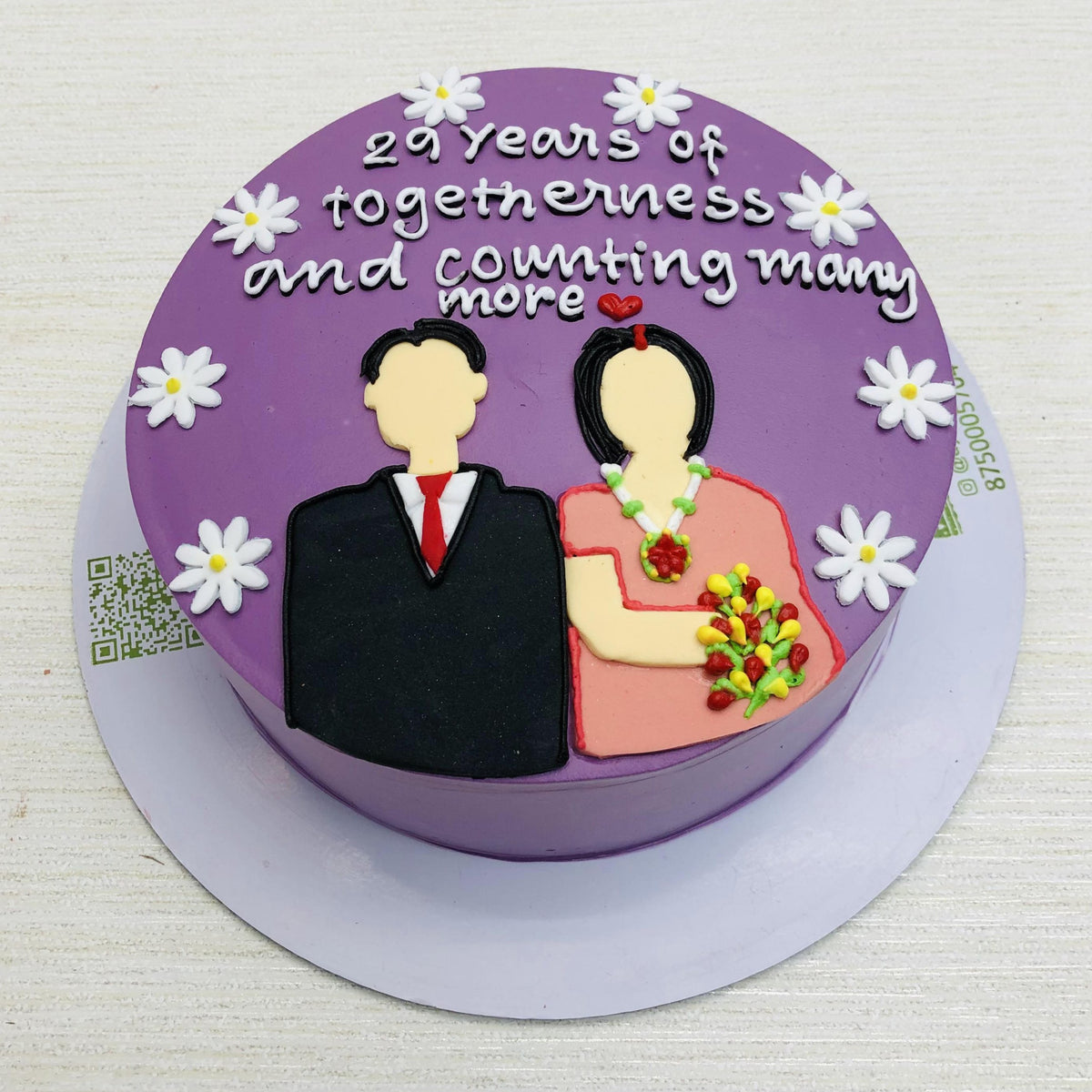 Couple Theme Purple Anniversary Cake