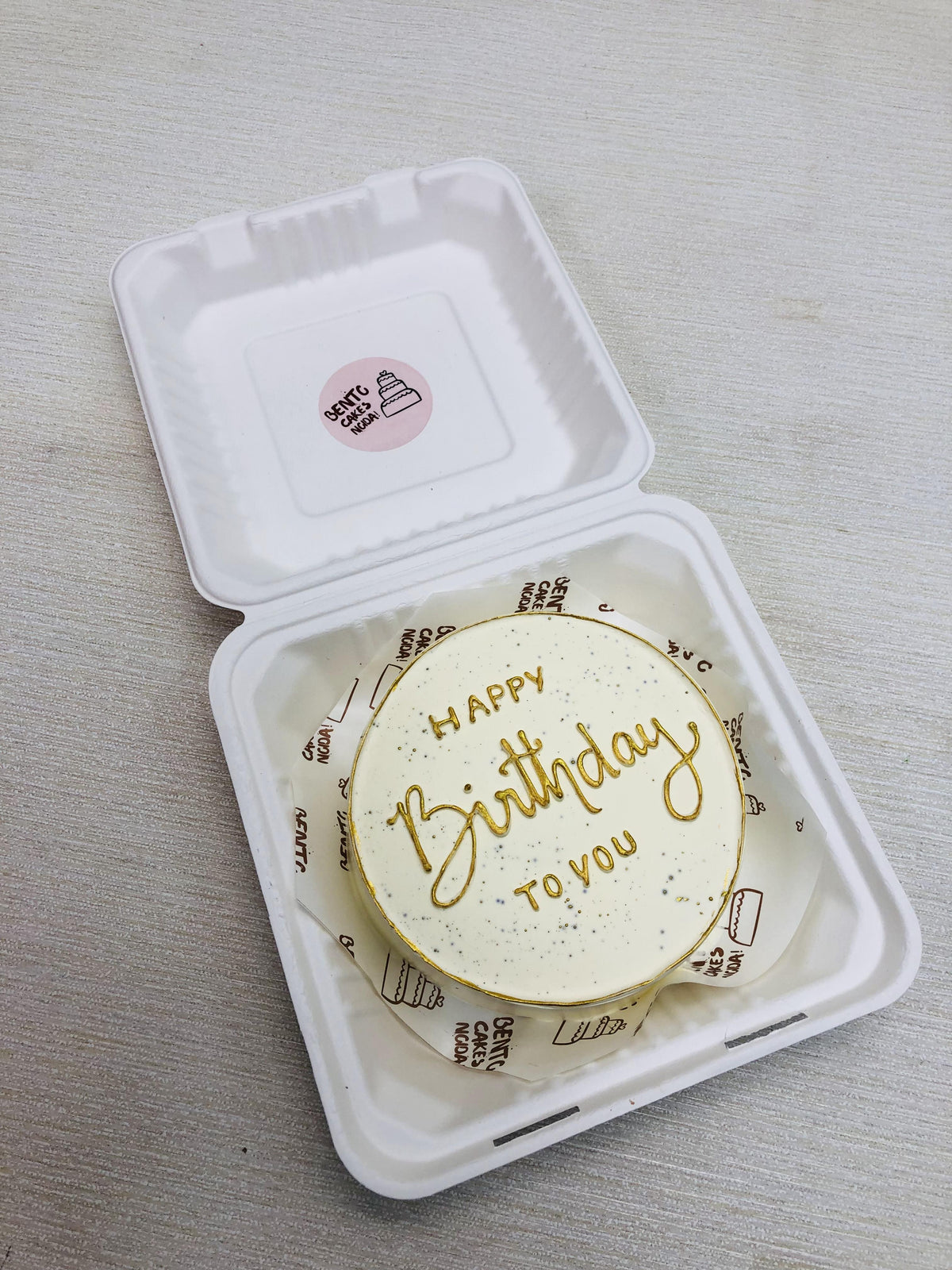 Golden White Bento Cake For Birthday