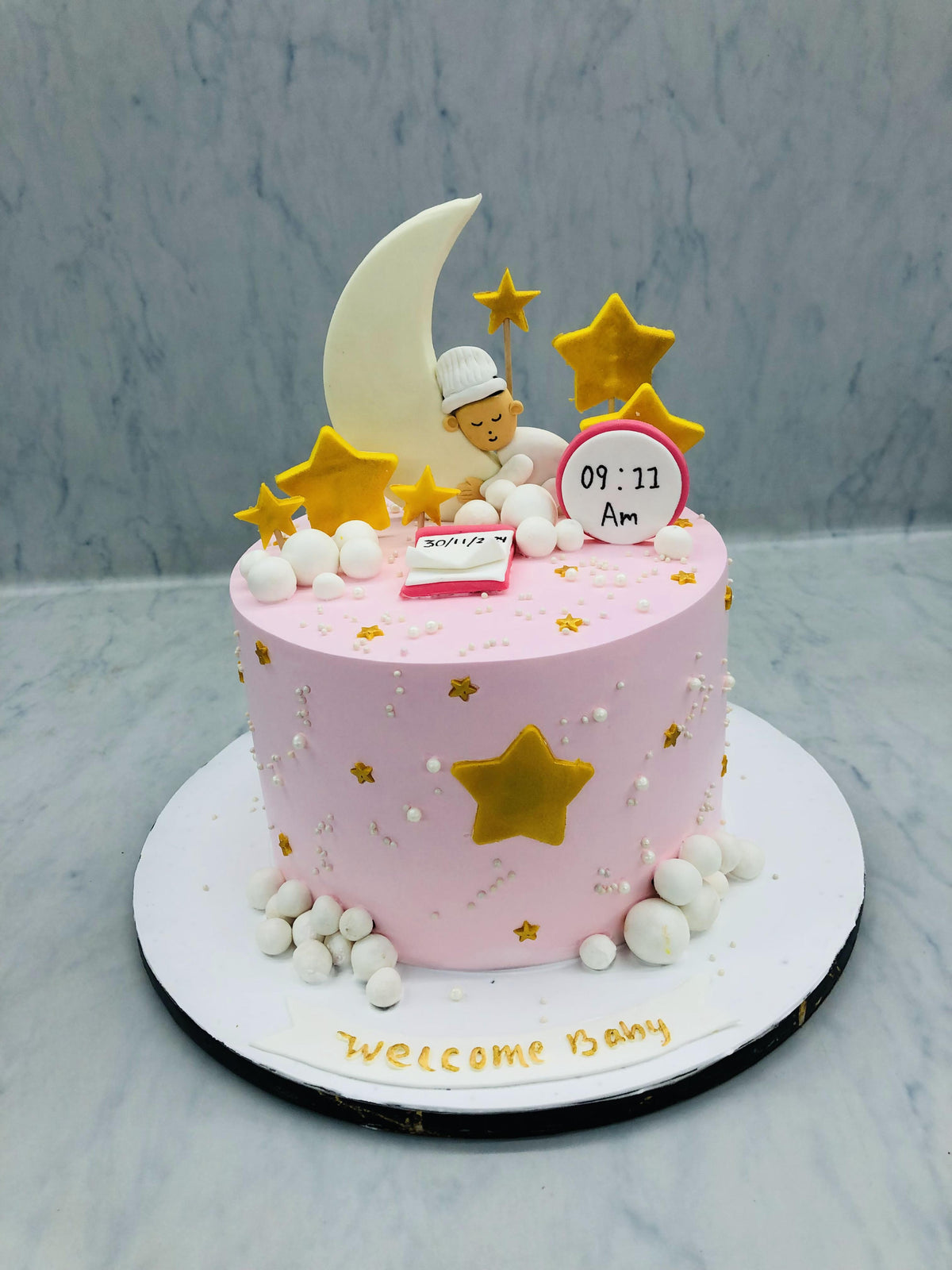 Welcome Baby Theme Light Pink Cake