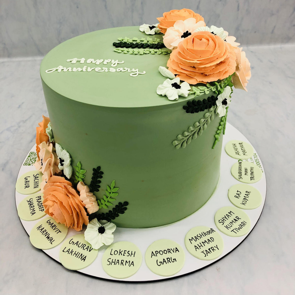 Beautiful Florals Theme Anniversary Cake