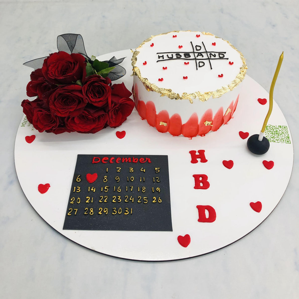 Husband Dad Theme Floral Cake