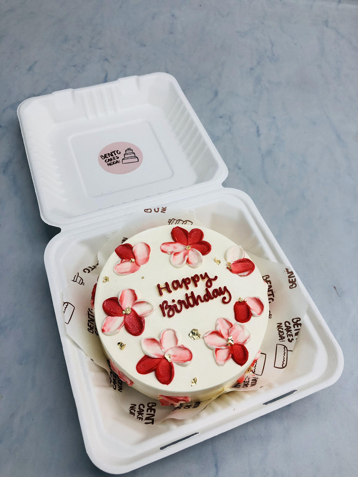 Aesthetic Floral White Bento Cake