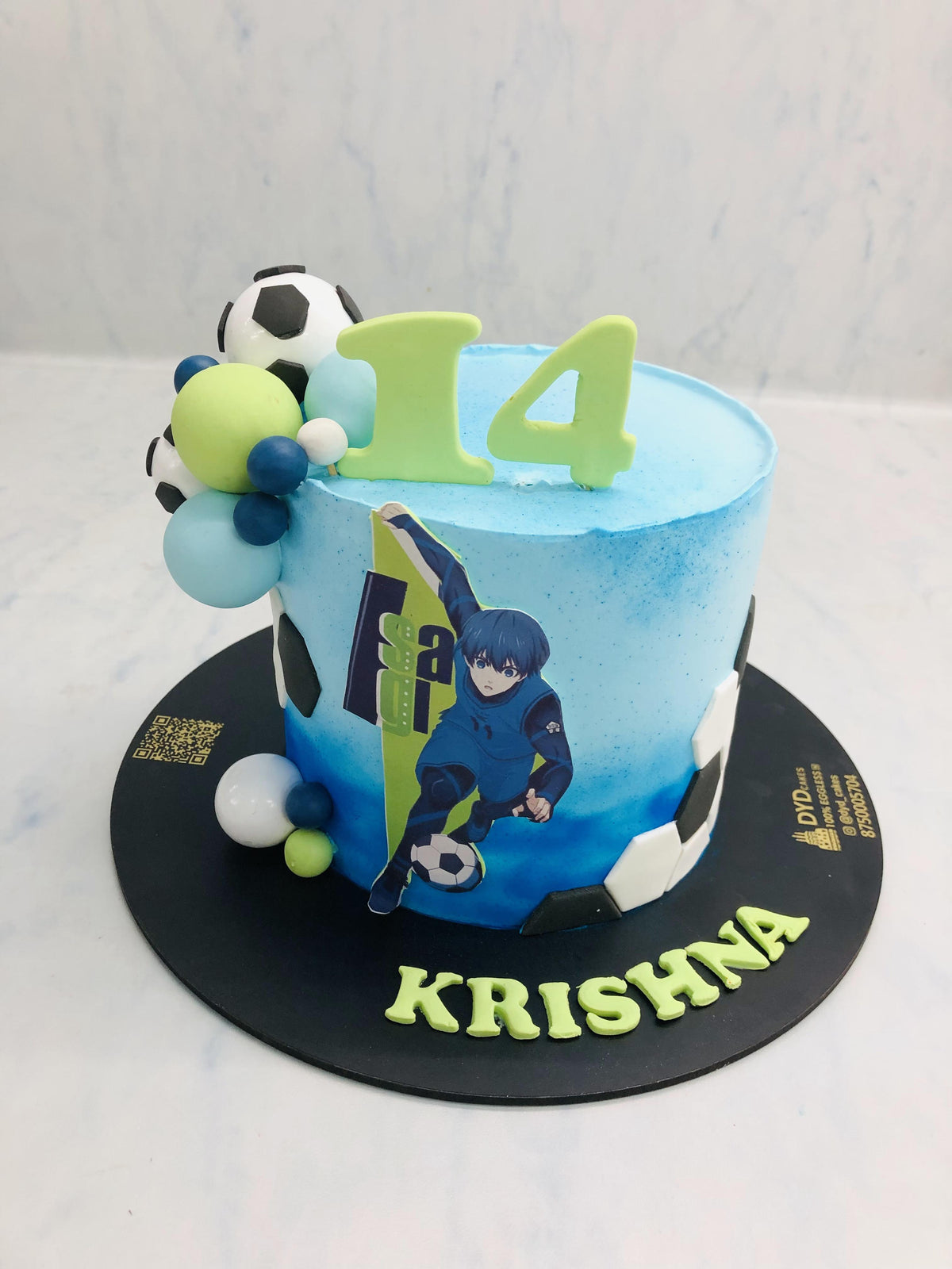 Footballer Theme Blue Cake