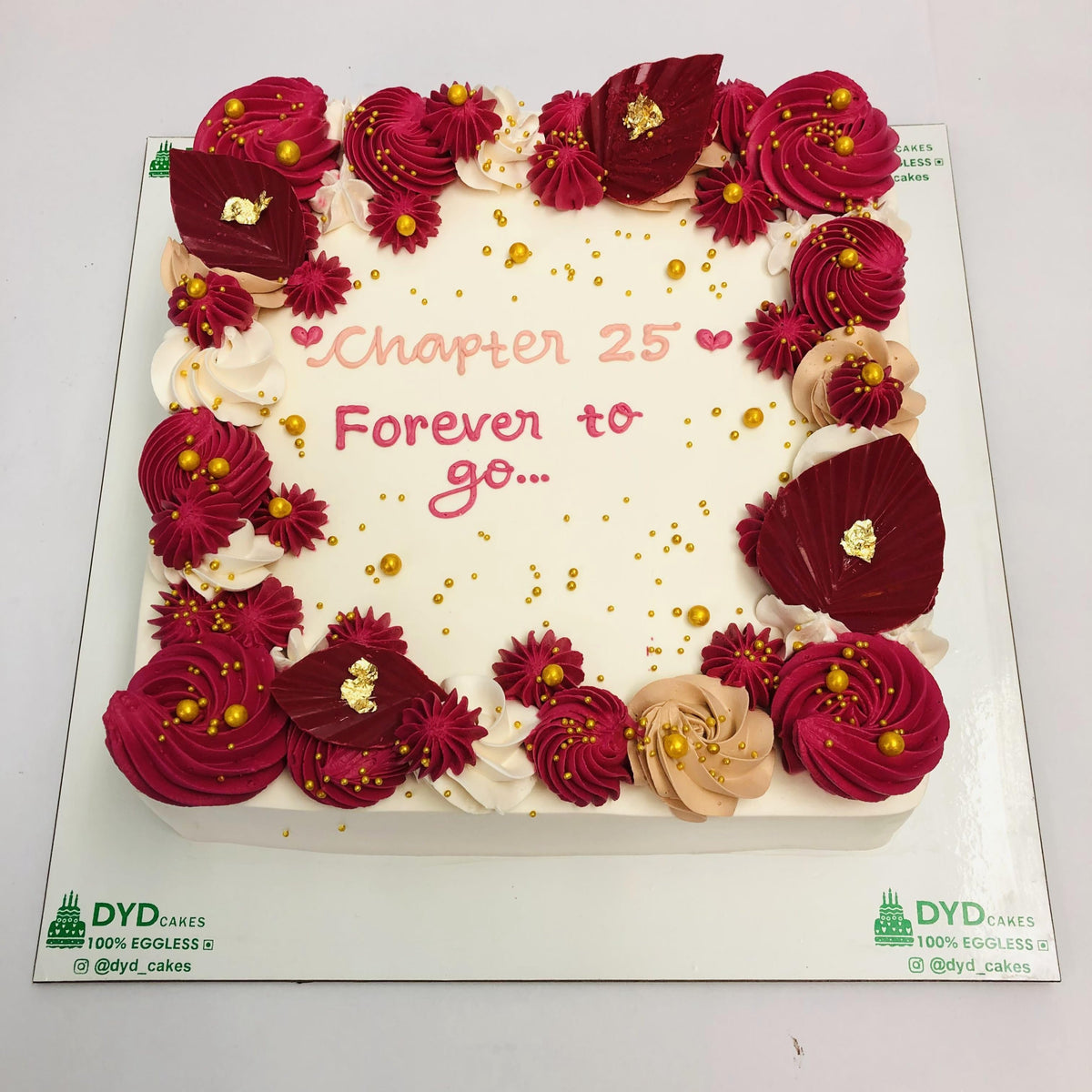 Beautiful Red Floral Theme Anniversary Cake