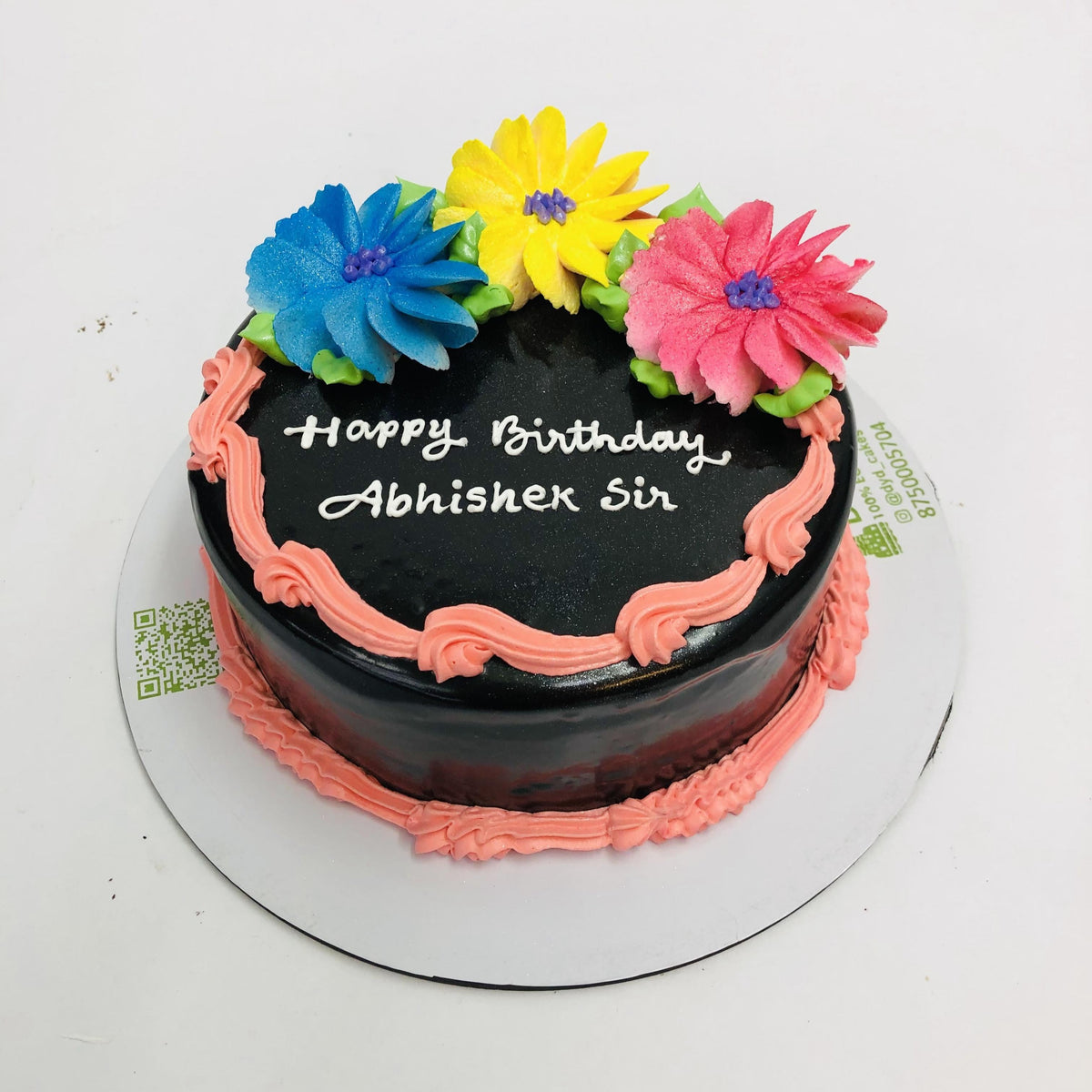 Colorful Floral Theme Chocolate Cake