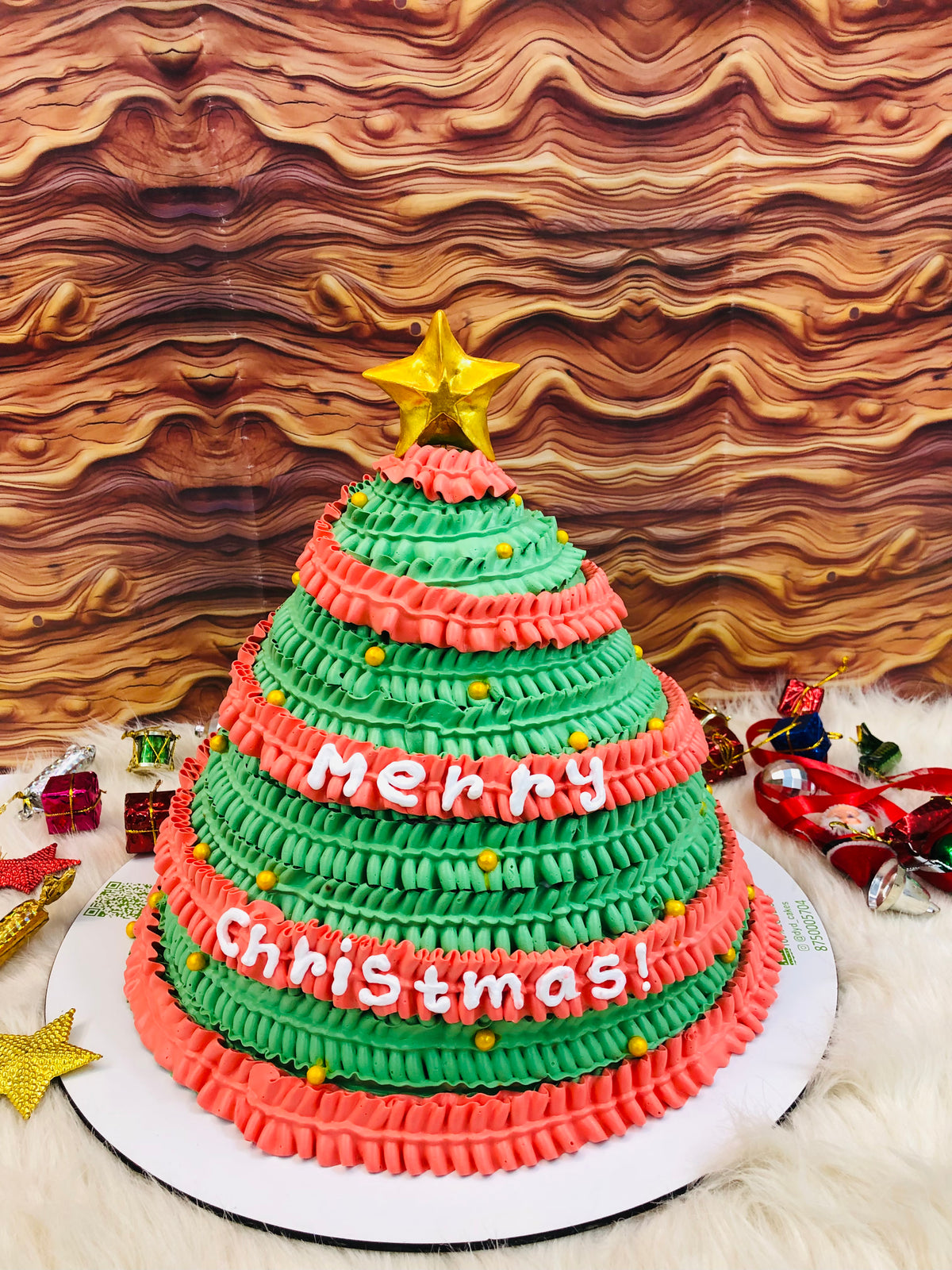 Christmas Tree Theme 3D Cake