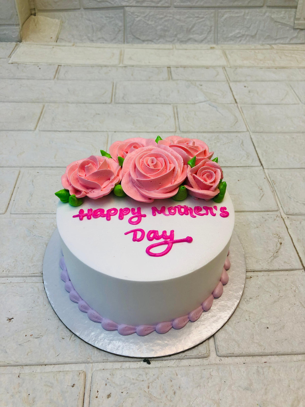 Mothers Day Rose White Cake