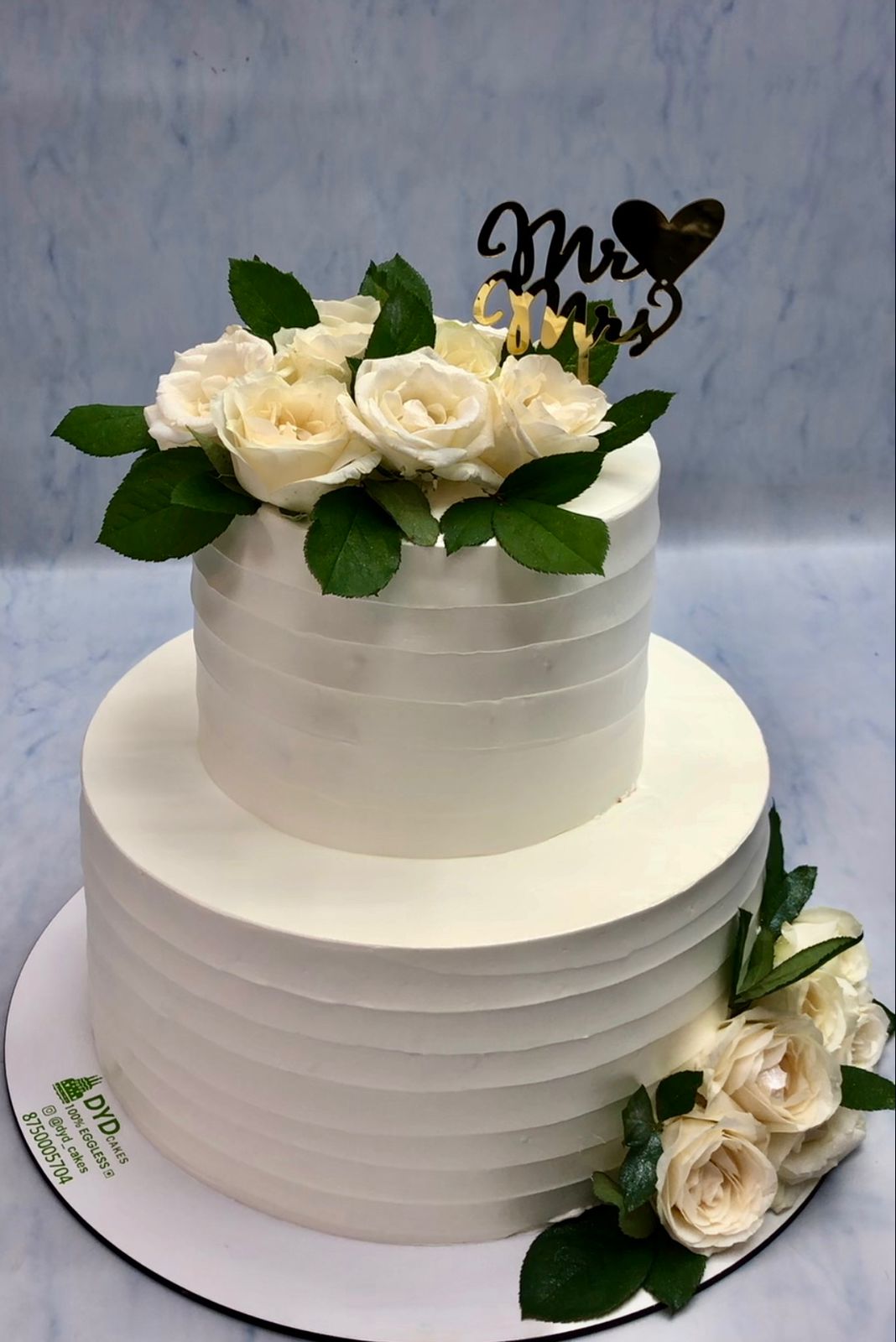 White Roses Anniversary Cake